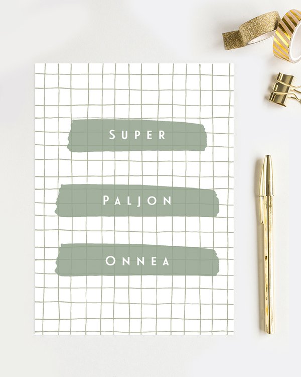 SuperPaljonOnnea- gratulationskort -Papershop Collection