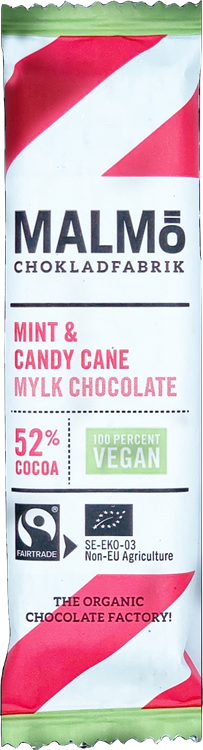 Mint&Candy cane MYLK chocolate -Malmö Chokladfabrik VEGAN 25g