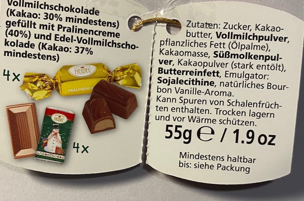 Chokladfylld plåtfigur -Heidel Confiserie 55g