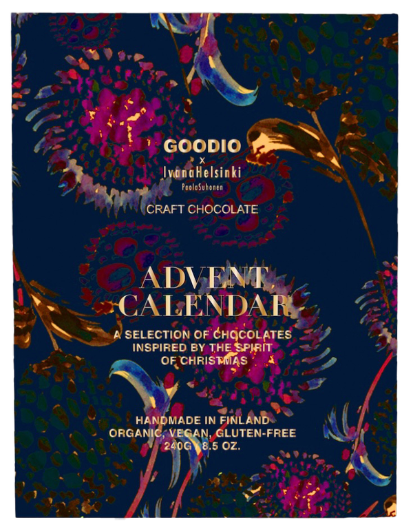GOODIO x Ivana Helsinki -Chokladjulkalender 2023 Vegan Glutenfri mjölkfri MADE IN FINLAND